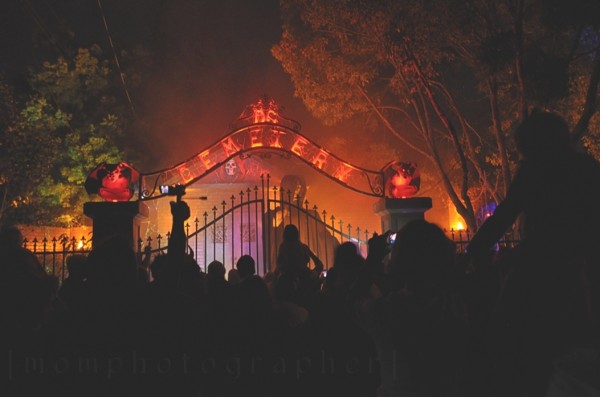 cemetery scene with fog and orange lighting