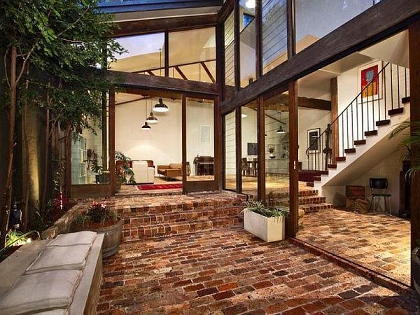 repurposed brick flooring