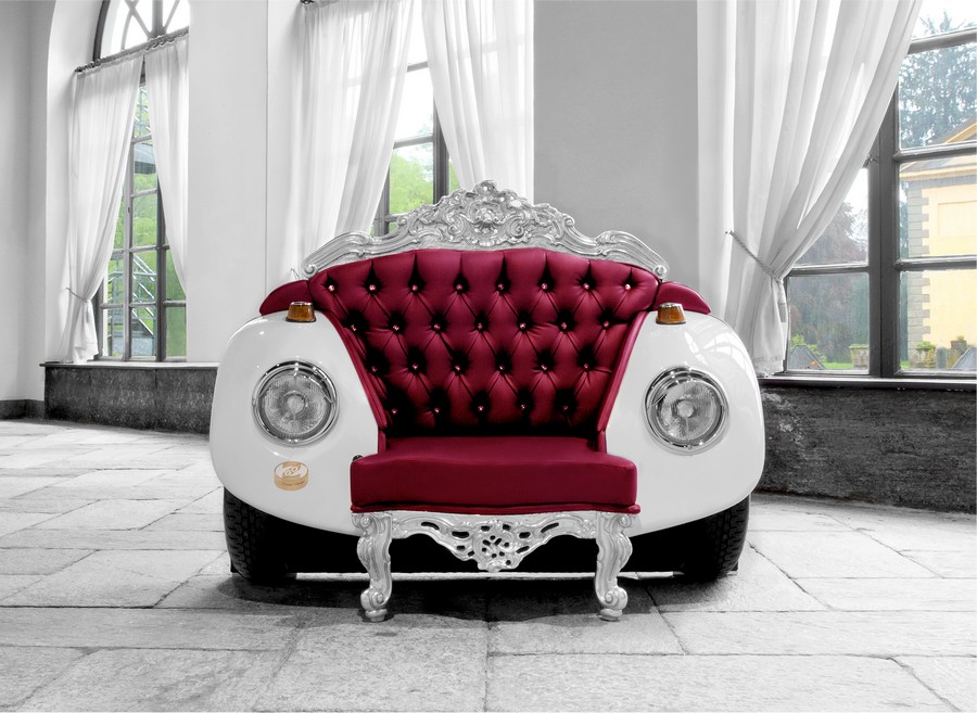 Armchair inspired by cars