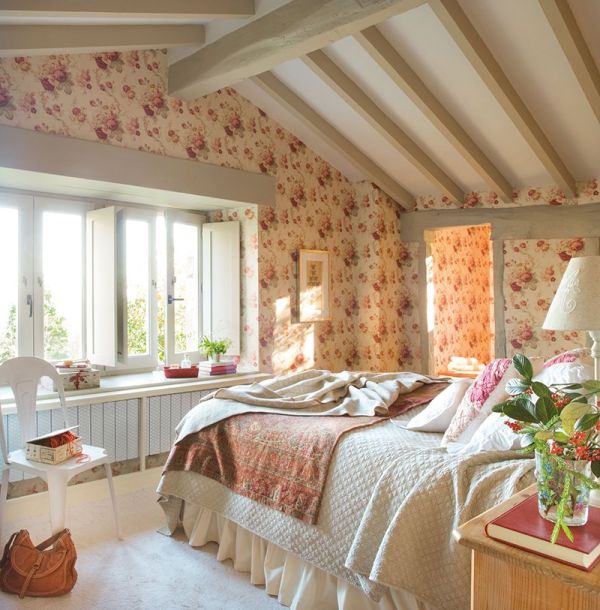 Attic bedroom with a lovely garden view