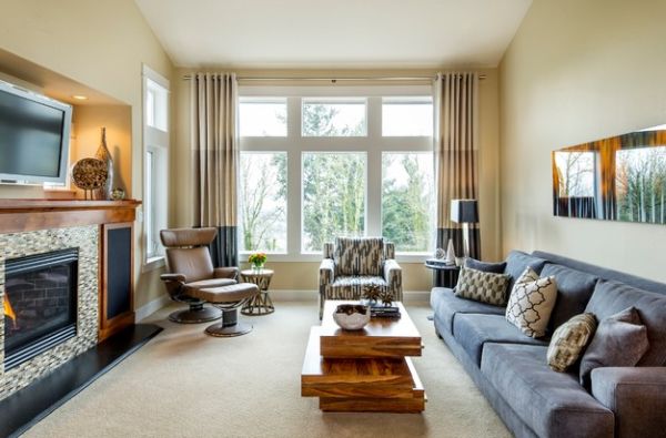 Bachelor pad living room of a motorcycle enthusiast