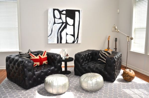 Bachelor pad living room seating arrangement idea