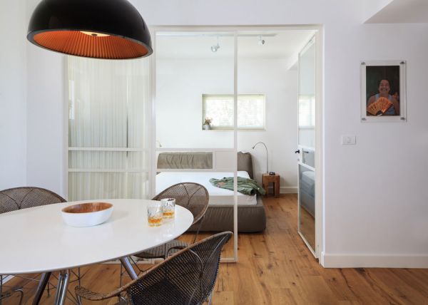 Bedroom of a modern bachelor pad in Tel Aviv