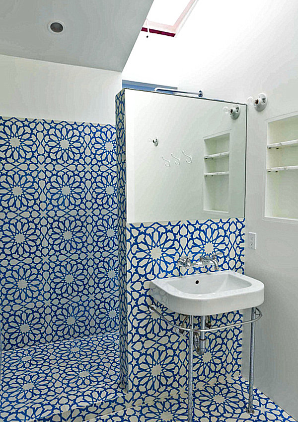 Bold tile in a small bathroom