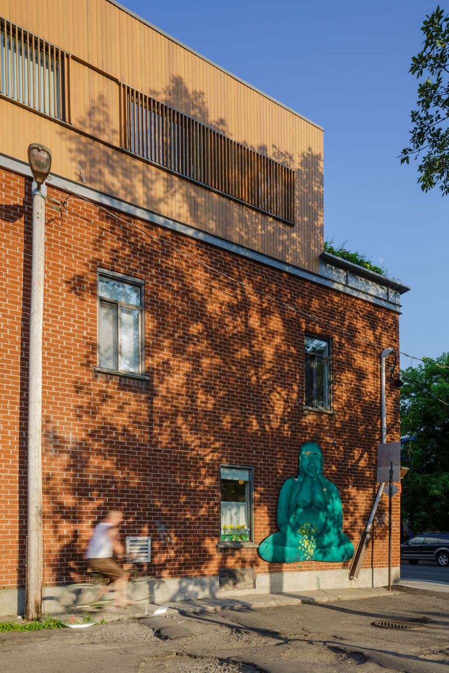 Brick facade of the Mentana Residence in Montreal