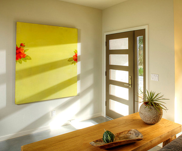 Colorful artwork in an entryway