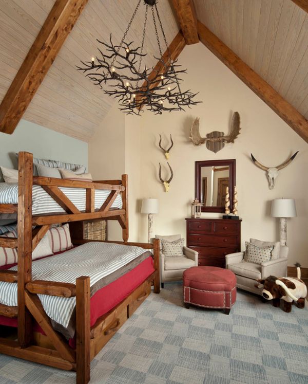 Compact boys' bedroom with a rustic theme