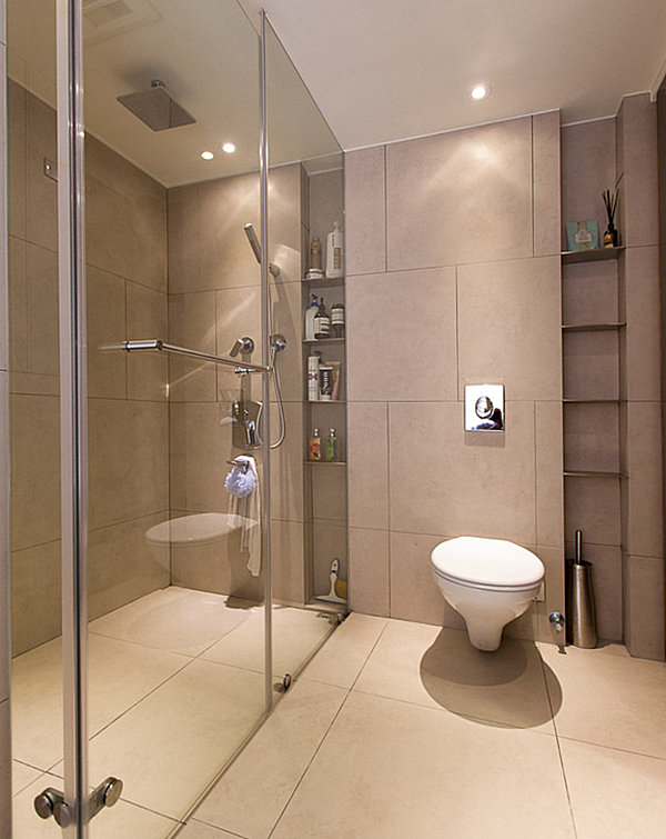 Contemporary bathroom with built-instorage