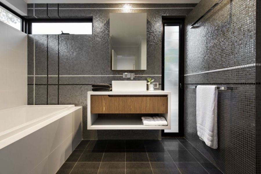 Contemporary bathroom with floating vanity