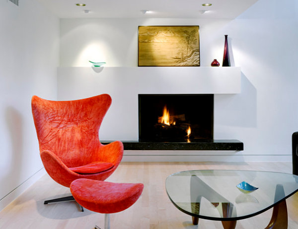 Contemporary fireplace in a modern living room