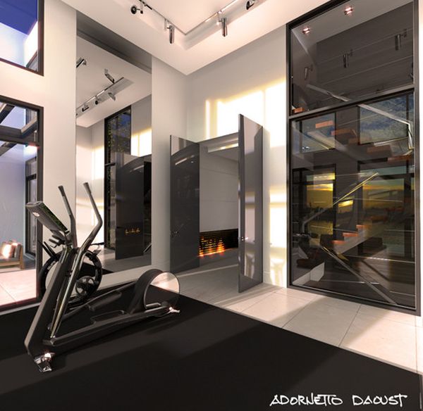 Contemporary home gym in black for the minimalist home