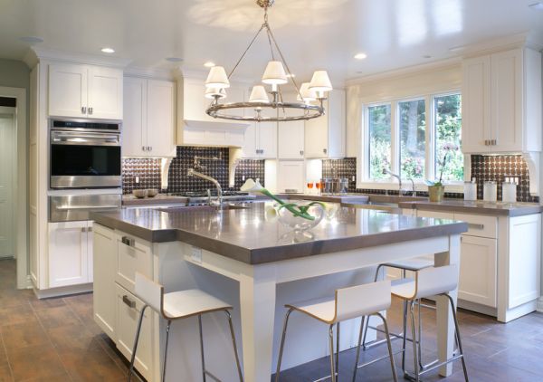 Contemporary kitchen with sparkling countertop