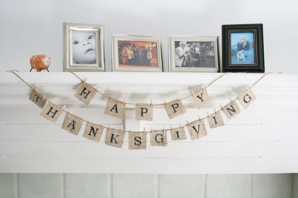 Elegant Thanksgiving bannner in black and white