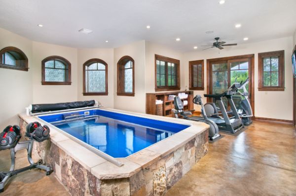 Fabulous indoor lap pool is a great addition to the home gym