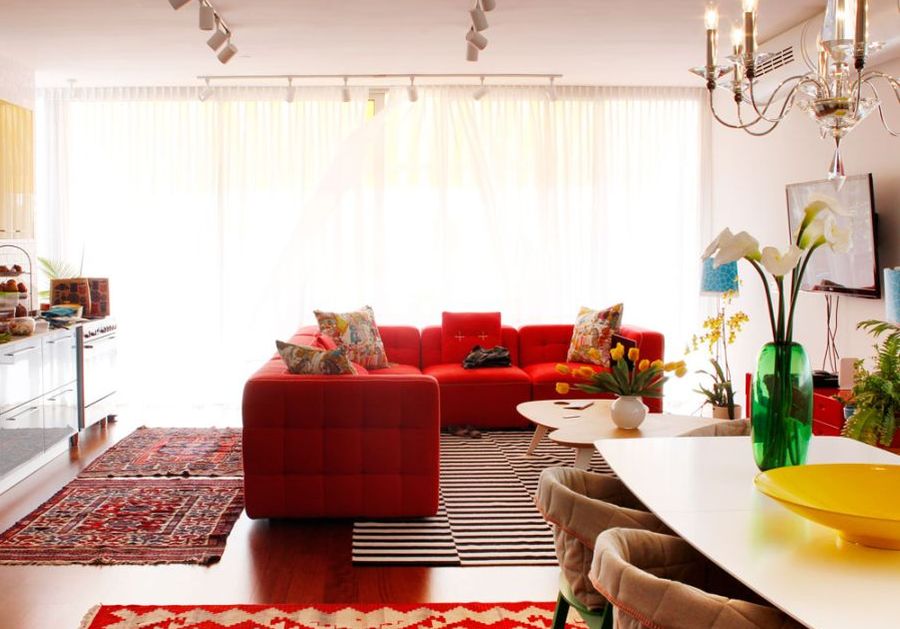 Fabulous sectional sofa in bright red