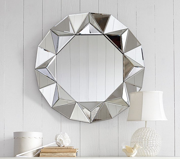 Faceted mirror for a girl's room