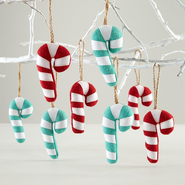 Felt candy cane ornaments