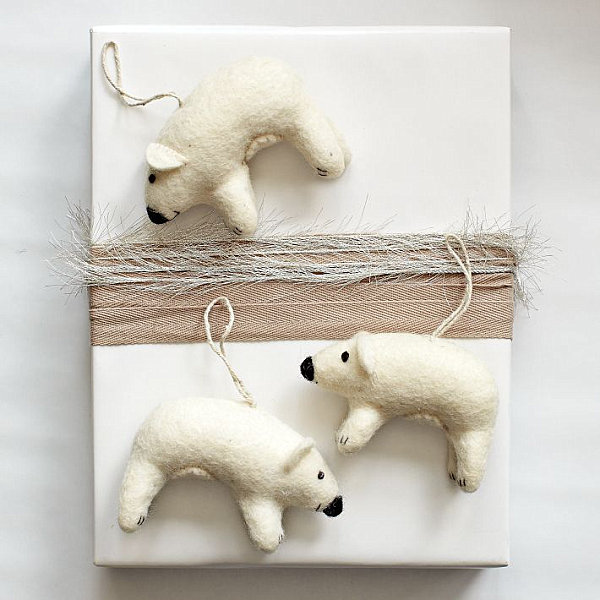 Felt polar bear ornaments