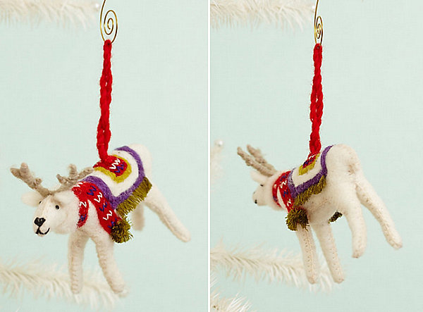 Felted reindeer ornament