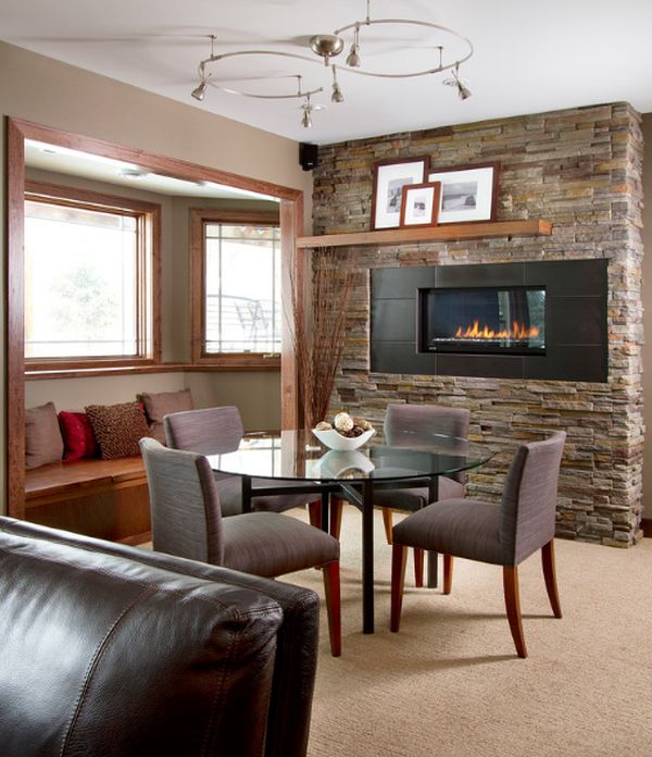 Floating shelf above the fireplace for a simple display