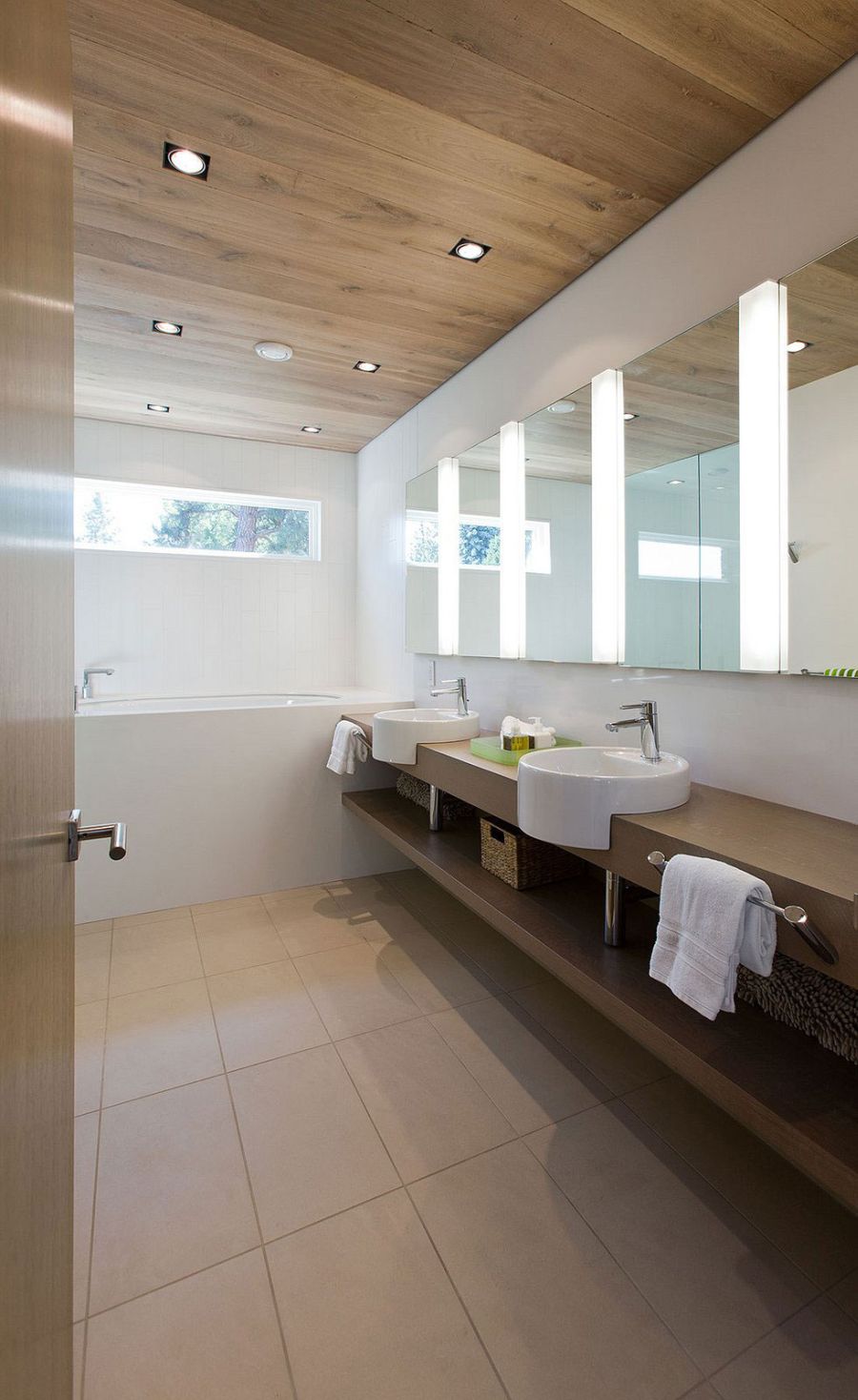 Floating vanity in the bathroom with storage