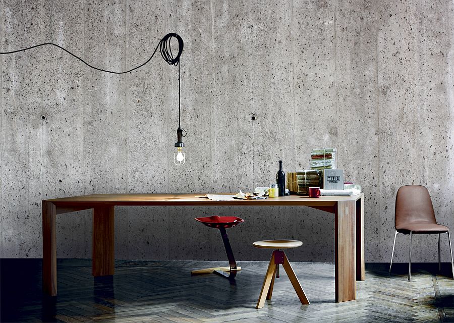Get an industrial look with the concrete wall mural