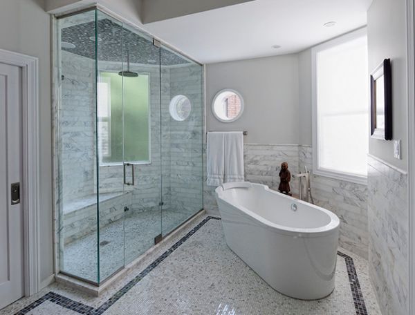 Glass steam shower enclosures work well even in small space