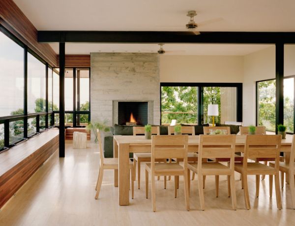 Gorgeous dining room exudes an organic and natural vibe