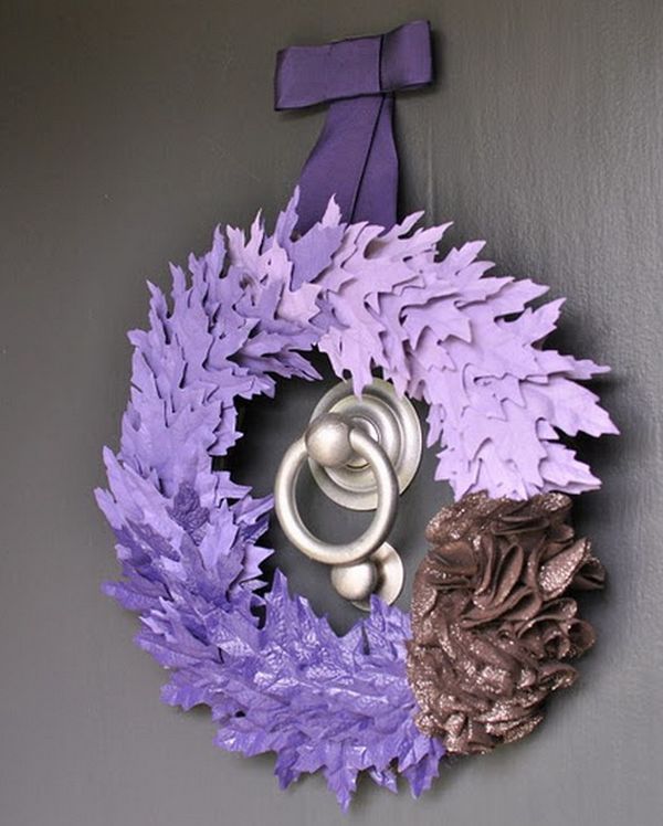 Gorgeous purple hearth adds a festive touch to the doorway