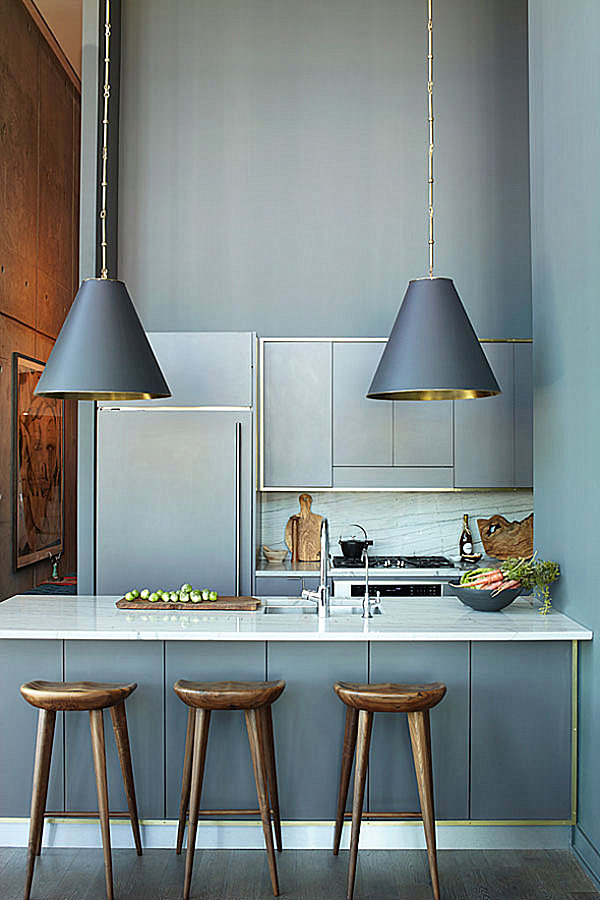 Gray kitchen with gold details