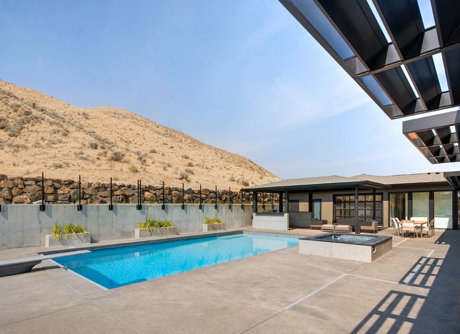Home patio with a view of the Badger Mountain