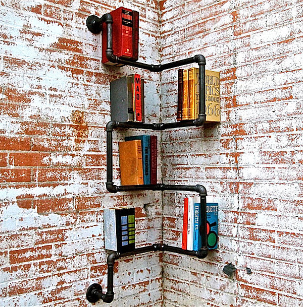 Industrial Corner Pipe Shelf