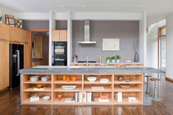 Kitchen island doubles as display