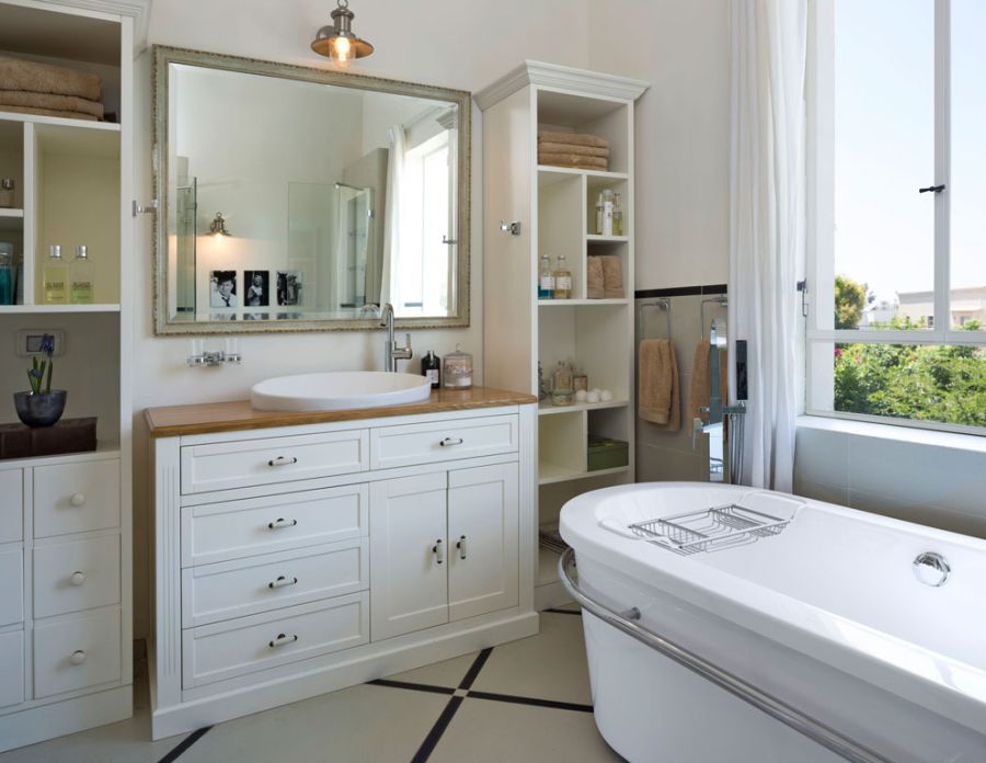 Large classic cabinetry in the bathroom