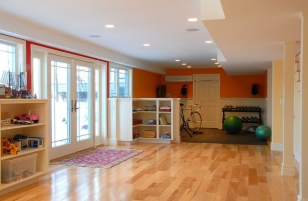 Let the home gym room double as a spacious playroom for your kids