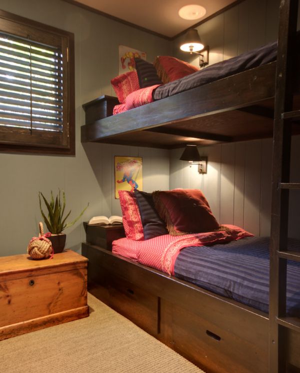 wooden double deck bed