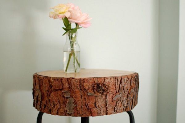 Log cross section side table