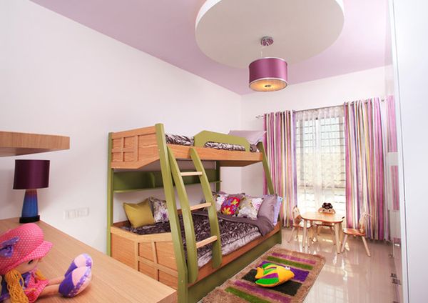 Lovely girls' bedroom with a colorful bunk bed