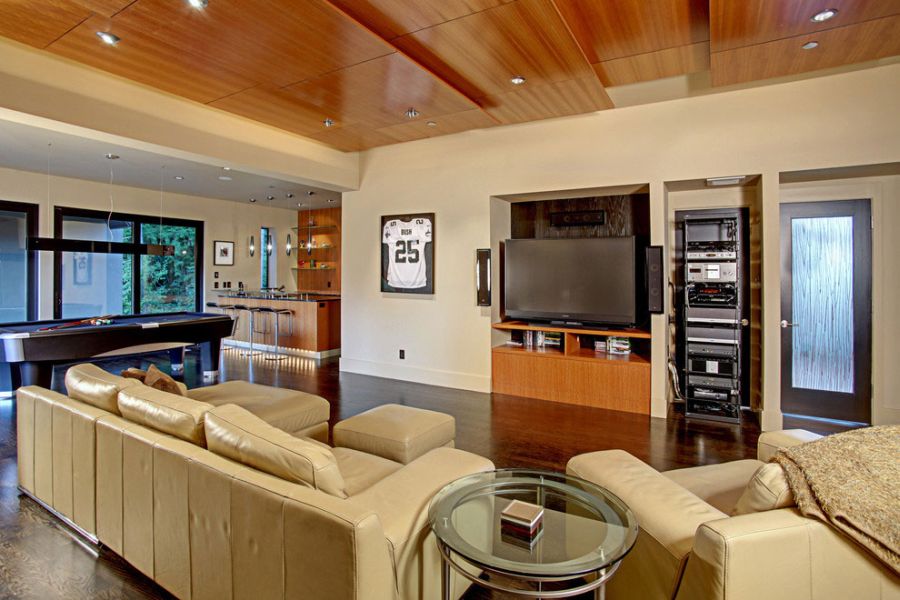 Luxurious leather couches in the living room