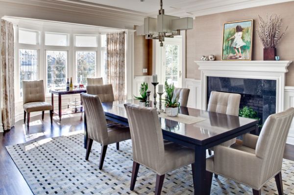 dining room with fireplace and sitting area