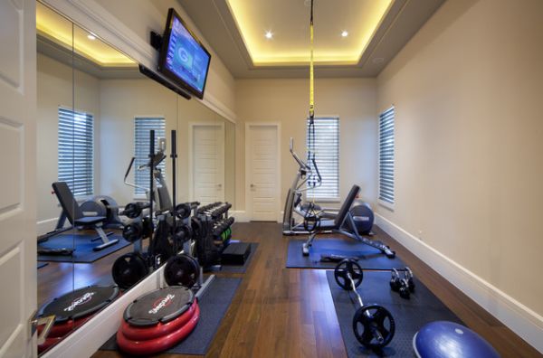 Mirrors in the home gym also help make the space visually larger