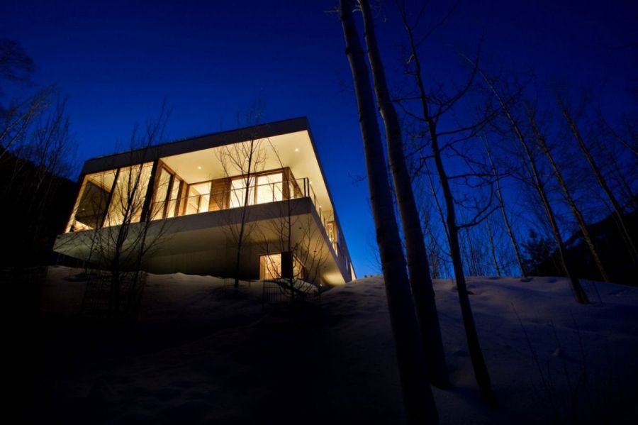 Modern Aspen getaway after sunset