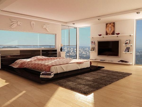 Modern bedroom with generous views