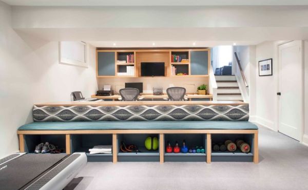 Modern cabinets to tuck away your gym equipment