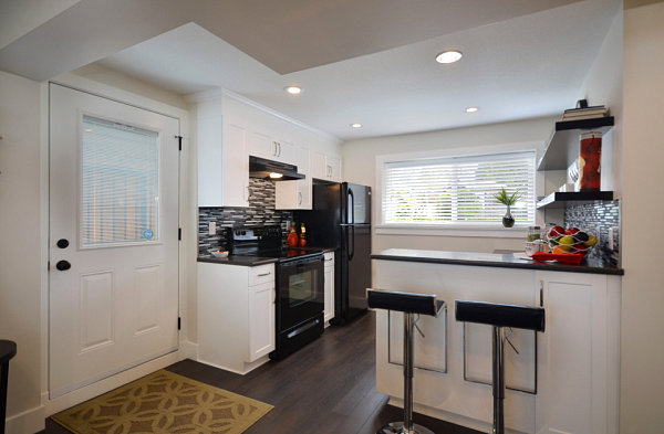 Modern kitchen in a basement apartment