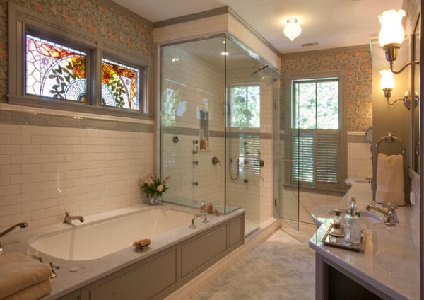 Modern steam bath installation in a Victorian style bathroom