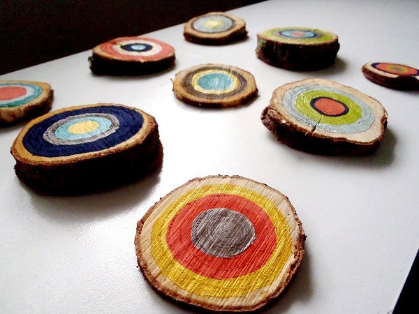 Multicolored tree ring wall art