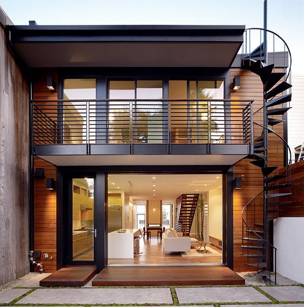 Outdoor Spiral Staircase- John Maniscalco Architecture