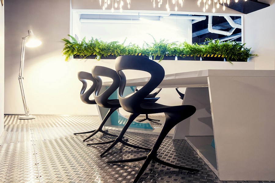 Potted plants inside a modern office design