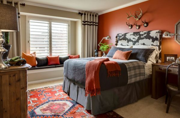 Refined teen bedroom with a splash of orange